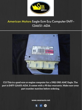 American Motors Eagle Ecm Ecu Computer E4FF-12A651-ADA