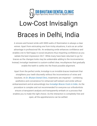 Low Cost Invisalign Braces in Delhi, India