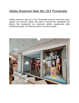 Adidas Showroom Near Me  | DLF Promenade