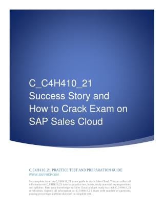 C_C4H410_21 Success Story and How to Crack Exam on SAP Sales Cloud