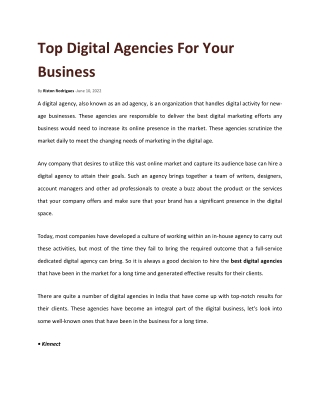 Top Digital Agencies For Your Business