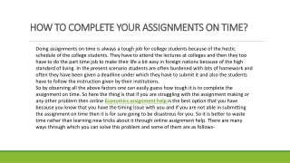 HOW TO COMPLETE YOUR ASSIGNMENTS ON TIME