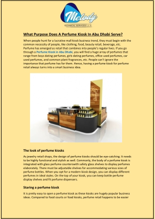 What Purpose Does A Perfume Kiosk In Abu Dhabi Serve?