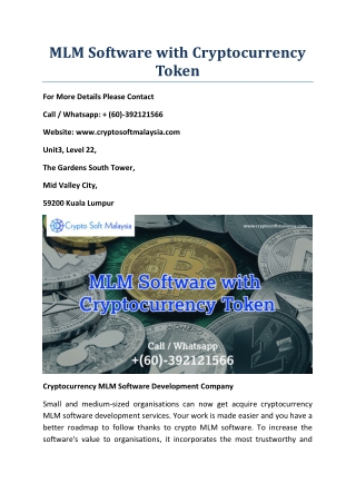 MLM Software with Cryptocurrency TOKEN