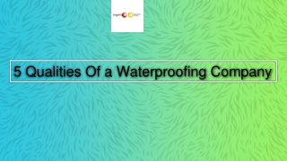 5 Qualities Of a Waterproofing Company