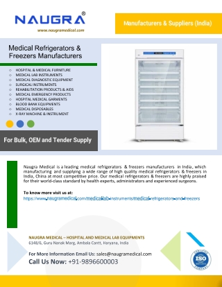 Medical Refrigerators & Freezers Manufacturers