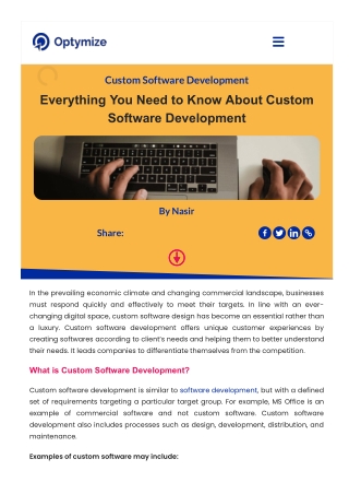 Everything you need to know about custom software development | Optymize
