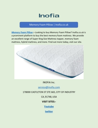 Memory Foam Pillow | Inofia.co.uk