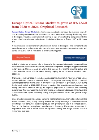 Europe Optical Sensor Market 2020 Industry Trends | Growth Dynamics To 2026