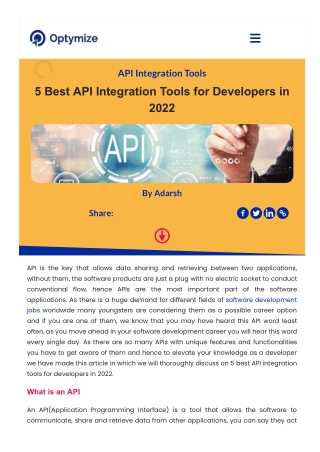 5 Best API Integration Tools for Developers in 2022 | Optymize