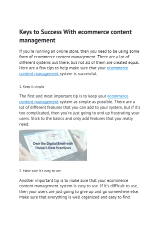 Keys to Success With ecommerce content management