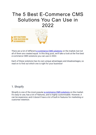 The 5 Best E-Commerce CMS Solutions You Can Use in 2022