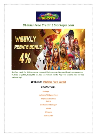 918kiss Free Credit | Slotkaya.com