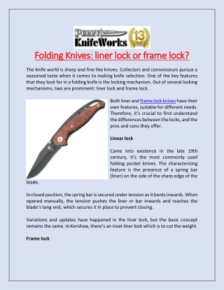 Folding Knives: liner lock or frame lock?