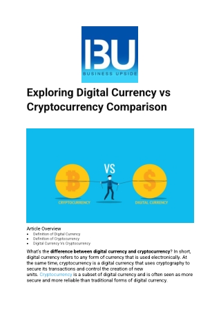 Exploring Digital Currency vs Cryptocurrency Comparison