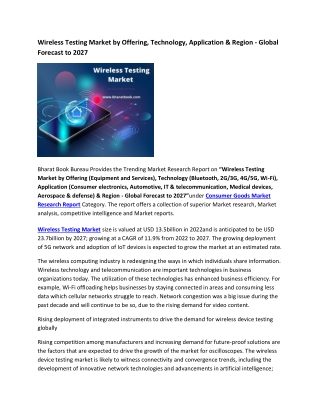 Global Wireless Testing Market Research Report 2022-2027