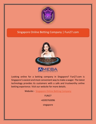 Singapore Online Betting Company | Fun27.com