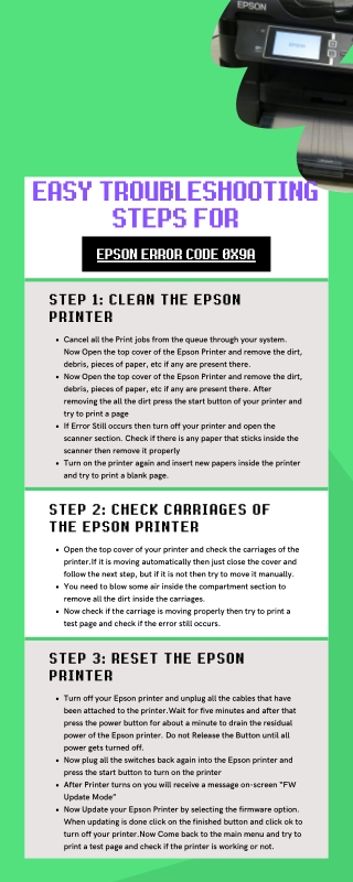 Easy Troubleshooting Steps for Epson Error Code 0X9A