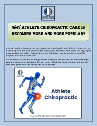 Why Athlete Chiropractic Care Is Becoming More And More Popular?