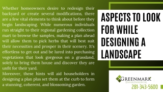 Aspects To Look For While Designing A Landscape