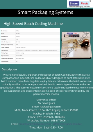 Batch Coding Machine in Bengaluru