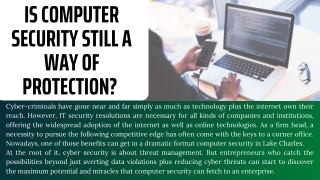 Is Computer Security Still A Way Of Protection?