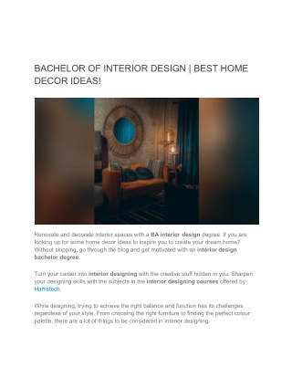 BACHELOR OF INTERIOR DESIGN _ BEST HOME DECOR IDEAS