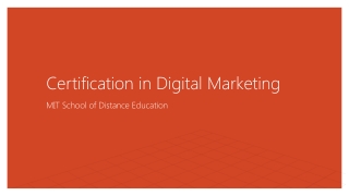 Certification Course - Digital Marketing