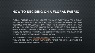 How to Deciding on a Floral Fabric