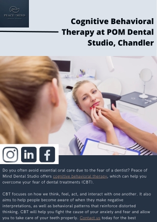 Cognitive Behavioral Therapy at POM Dental Studio, Chandler