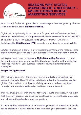 Digital Marketing Company in Bangalore  | IM Solutions