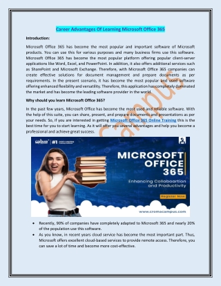 Career Advantages Of Learning Microsoft Office 365