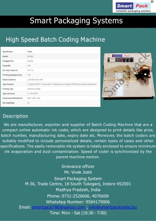 Batch Coding Machine in Bhubaneshwar