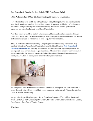 Pest Control and Cleaning Services Dubai - SMG Pest Control Dubai_organized