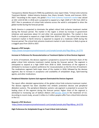 Critical Limb Ischemia Treatment Market Size Incredible Possibilities And Growth