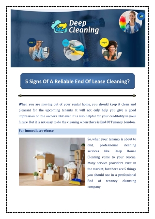 5 Signs Of A Reliable End Of Lease Cleaning