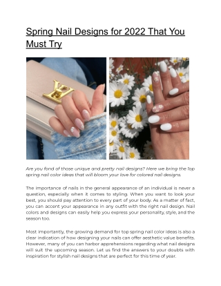 Spring Nail Designs for 2022 That You Must Try