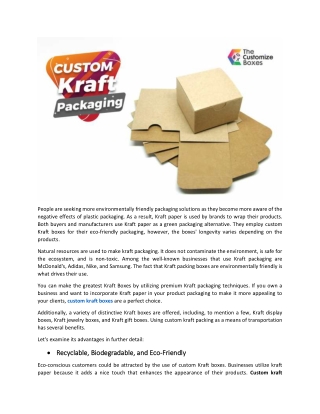 Why Custom Kraft Boxes is the Best Choice for Business?