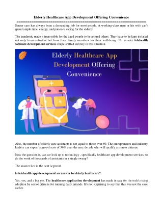 Elderly Healthcare App Development Offering Convenience