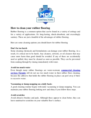 How to clean your rubber flooring