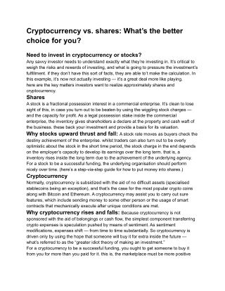 Cryptocurrency vs. shares_ What’s the better choice for you_
