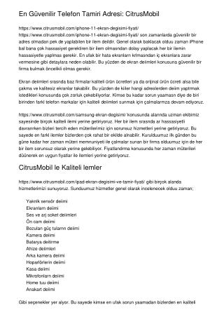 En Güvenilir Telefon Tamiri Adresi: CitrusMobil