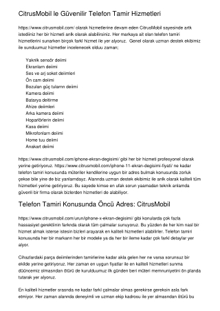 CitrusMobil İle Güvenilir Telefon Tamir Hizmetleri