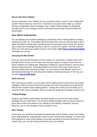 how to get started with forex