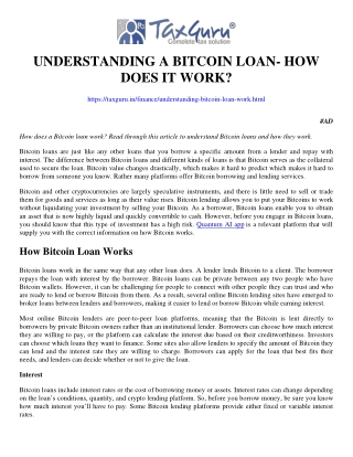 Understanding a Bitcoin Loan- How Does It Work?