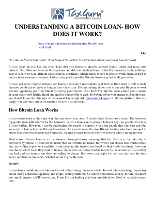 Understanding a Bitcoin Loan- How Does It Work?