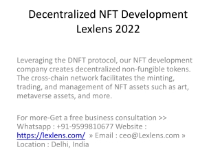 Decentralized NFT Development Lexlens 2022