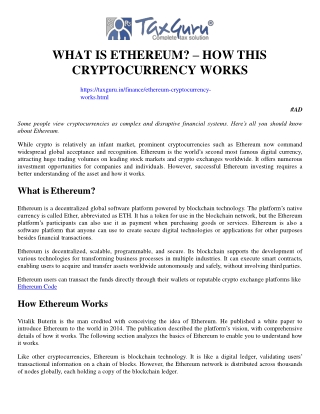 What is Ethereum? – How this Cryptocurrency Works