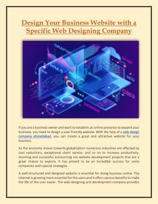 Design Your Business Website with a Specific Web Designing Company