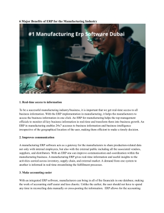 #1 Manufacturing Erp Software Dubai
